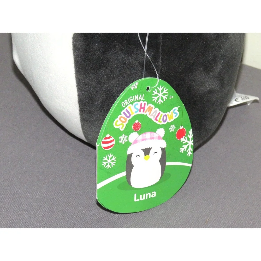 NEW! Squishmallow LUNA Penguin Pink Check Hat 8